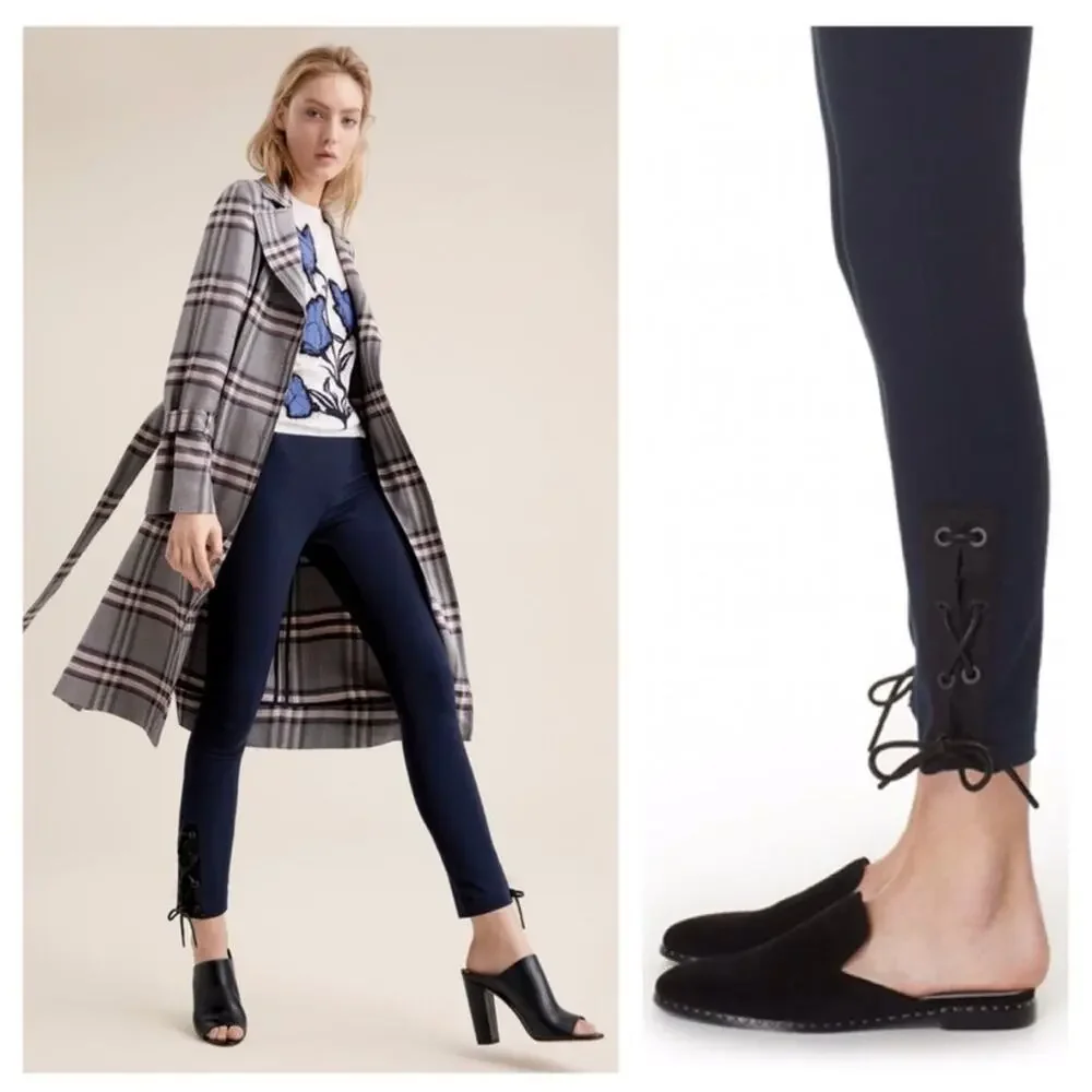 Rag & Bone Simone Lace Up Pants in Navy Blue - Size 10